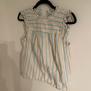 JCrew Striped Ruffled Top